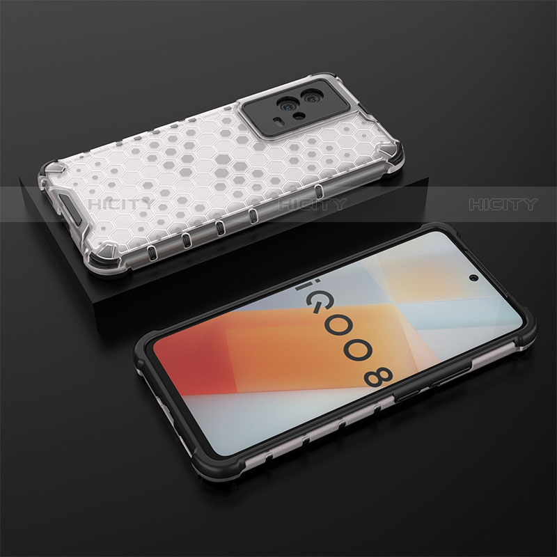 Coque Rebord Contour Silicone et Vitre Transparente Housse Etui 360 Degres M02 pour Vivo iQOO 8 5G Blanc Plus