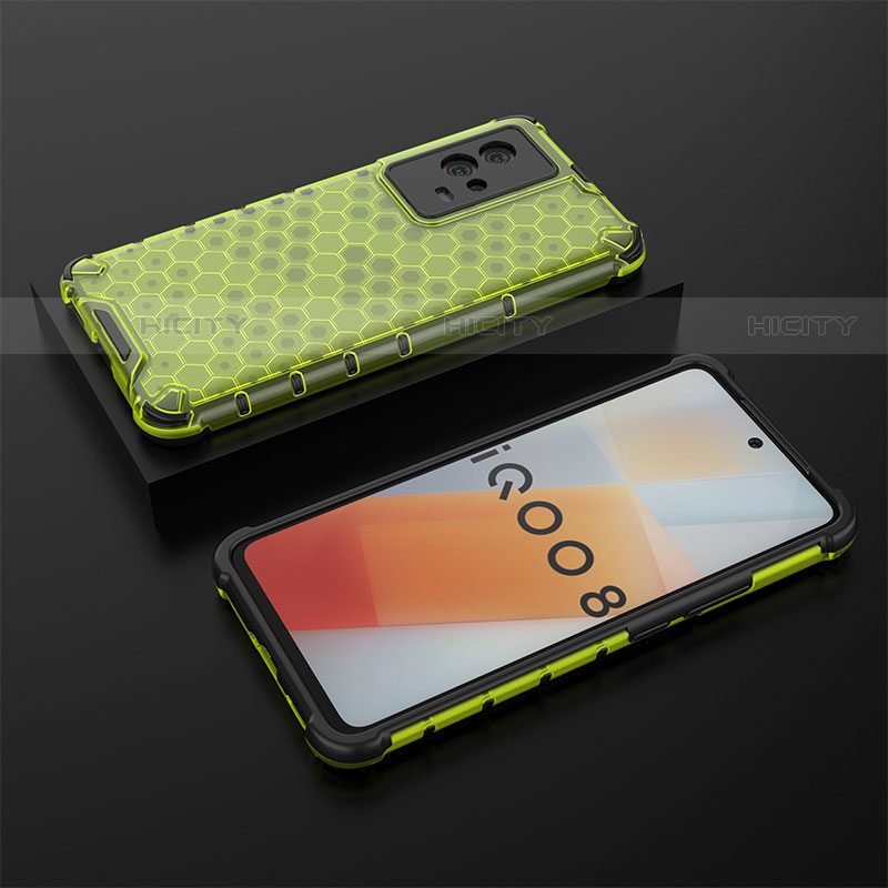 Coque Rebord Contour Silicone et Vitre Transparente Housse Etui 360 Degres M02 pour Vivo iQOO 8 5G Vert Plus