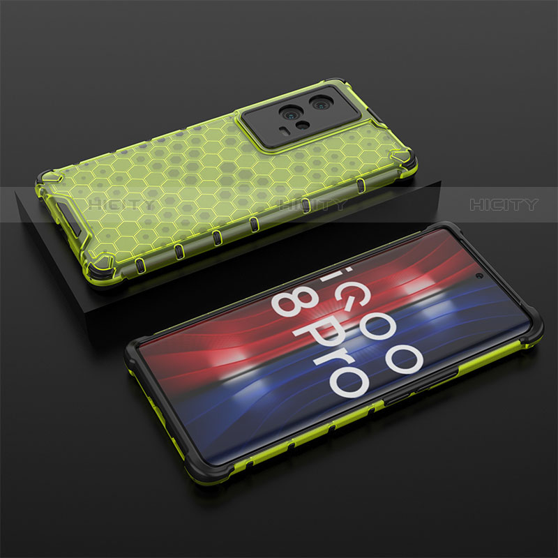 Coque Rebord Contour Silicone et Vitre Transparente Housse Etui 360 Degres M02 pour Vivo iQOO 8 Pro 5G Vert Plus