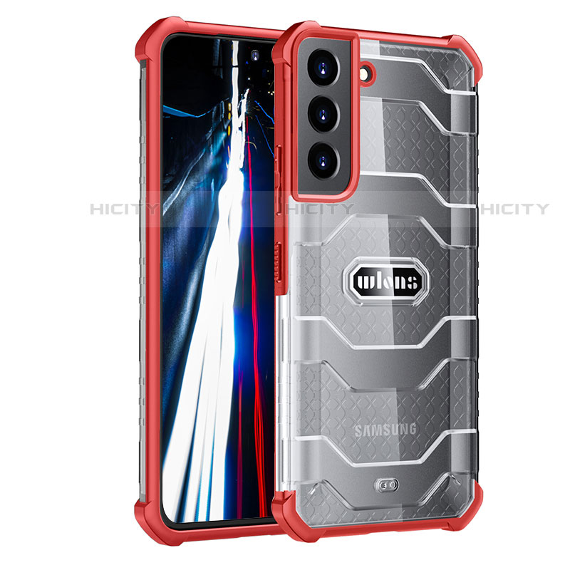 Coque Rebord Contour Silicone et Vitre Transparente Housse Etui 360 Degres M06 pour Samsung Galaxy S21 Plus 5G Rouge Plus