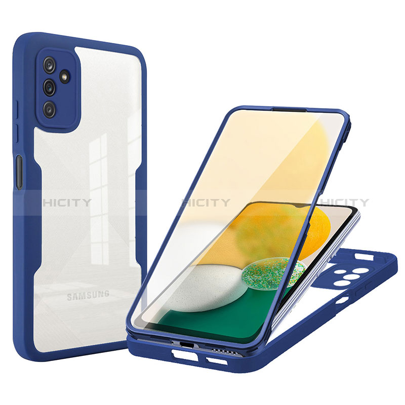 Coque Rebord Contour Silicone et Vitre Transparente Housse Etui 360 Degres MJ1 pour Samsung Galaxy A04s Bleu Plus