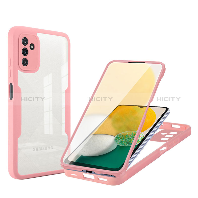 Coque Rebord Contour Silicone et Vitre Transparente Housse Etui 360 Degres MJ1 pour Samsung Galaxy A04s Rose Plus