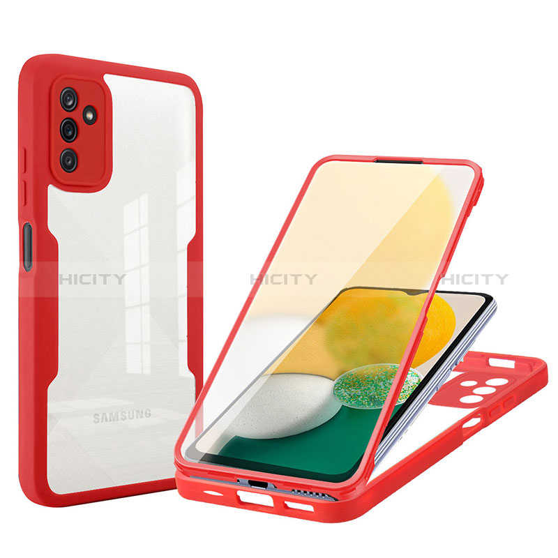 Coque Rebord Contour Silicone et Vitre Transparente Housse Etui 360 Degres MJ1 pour Samsung Galaxy A04s Rouge Plus