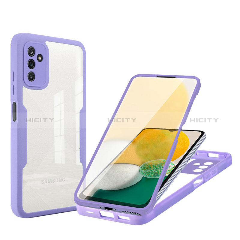 Coque Rebord Contour Silicone et Vitre Transparente Housse Etui 360 Degres MJ1 pour Samsung Galaxy A04s Violet Plus