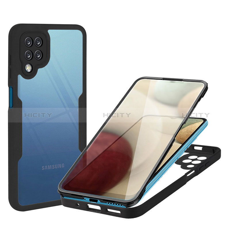 Coque Rebord Contour Silicone et Vitre Transparente Housse Etui 360 Degres MJ1 pour Samsung Galaxy A12 5G Noir Plus