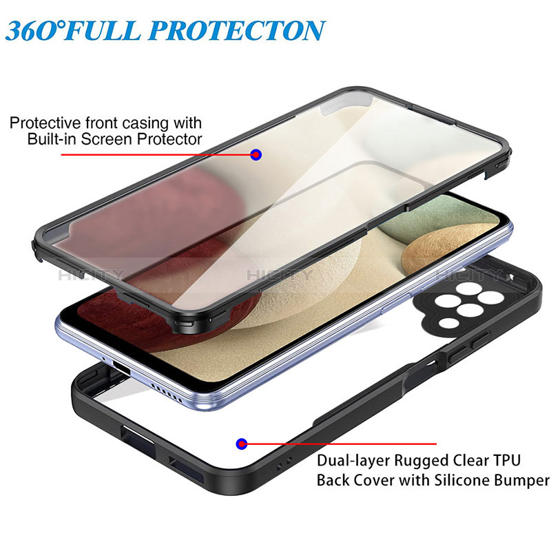 Coque Rebord Contour Silicone et Vitre Transparente Housse Etui 360 Degres MJ1 pour Samsung Galaxy A12 Plus