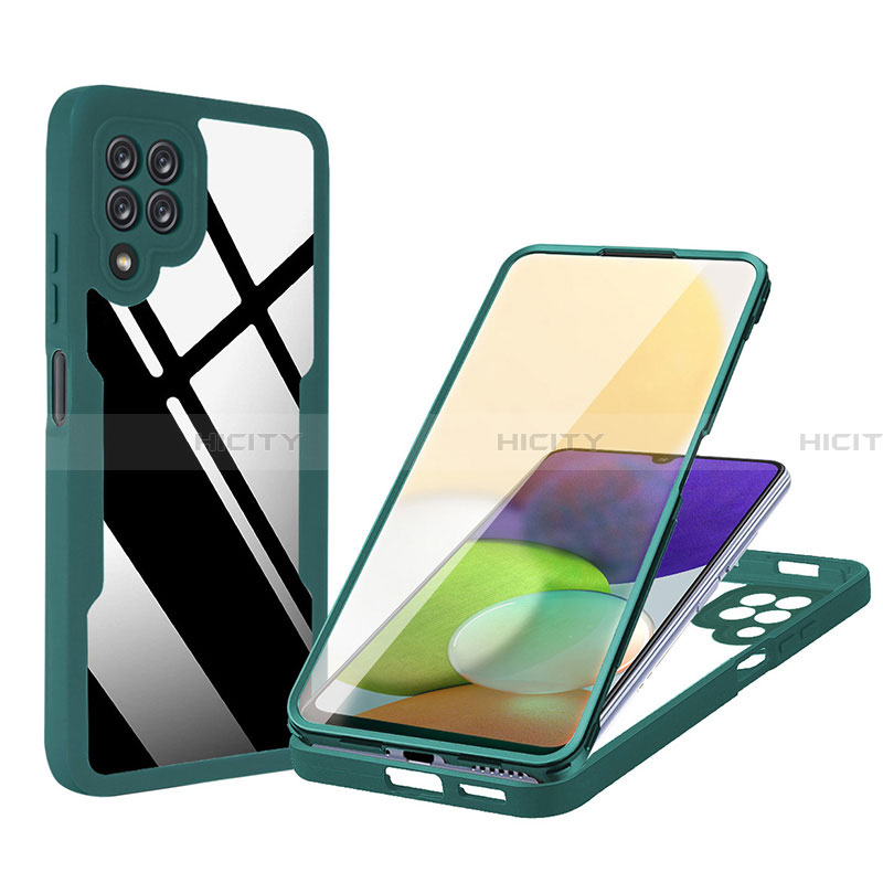 Coque Rebord Contour Silicone et Vitre Transparente Housse Etui 360 Degres MJ1 pour Samsung Galaxy A22 4G Vert Plus