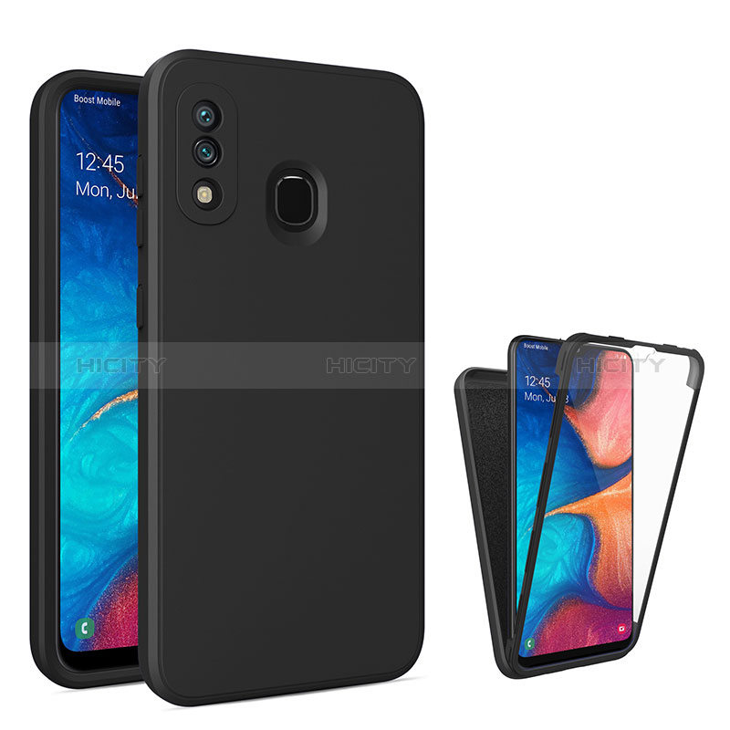 Coque Rebord Contour Silicone et Vitre Transparente Housse Etui 360 Degres MJ1 pour Samsung Galaxy A30 Noir Plus