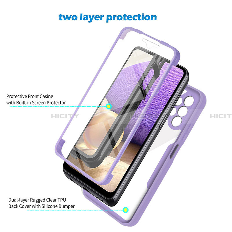 Coque Rebord Contour Silicone et Vitre Transparente Housse Etui 360 Degres MJ1 pour Samsung Galaxy A32 4G Plus