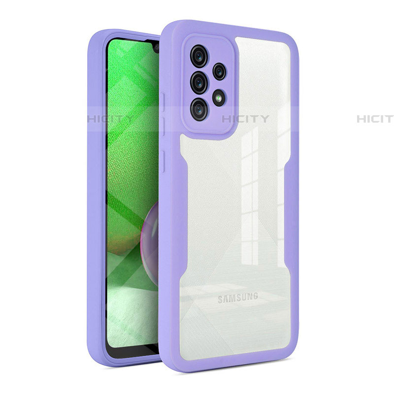 Coque Rebord Contour Silicone et Vitre Transparente Housse Etui 360 Degres MJ1 pour Samsung Galaxy A52 4G Violet Plus