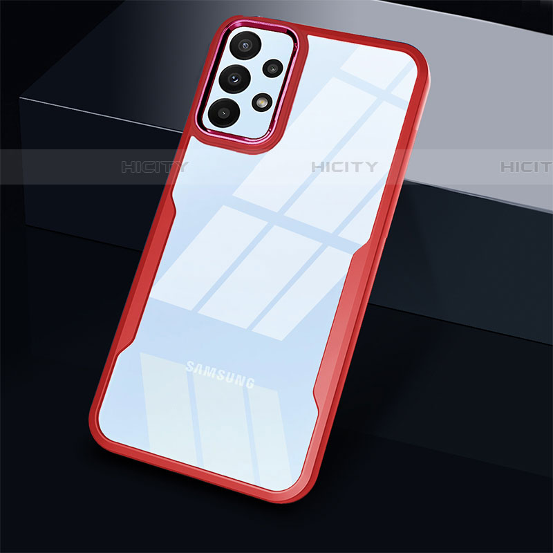 Coque Rebord Contour Silicone et Vitre Transparente Housse Etui 360 Degres MJ1 pour Samsung Galaxy A53 5G Rouge Plus