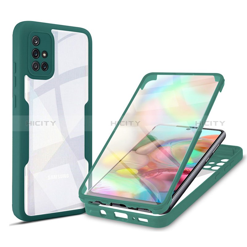 Coque Rebord Contour Silicone et Vitre Transparente Housse Etui 360 Degres MJ1 pour Samsung Galaxy A71 4G A715 Plus