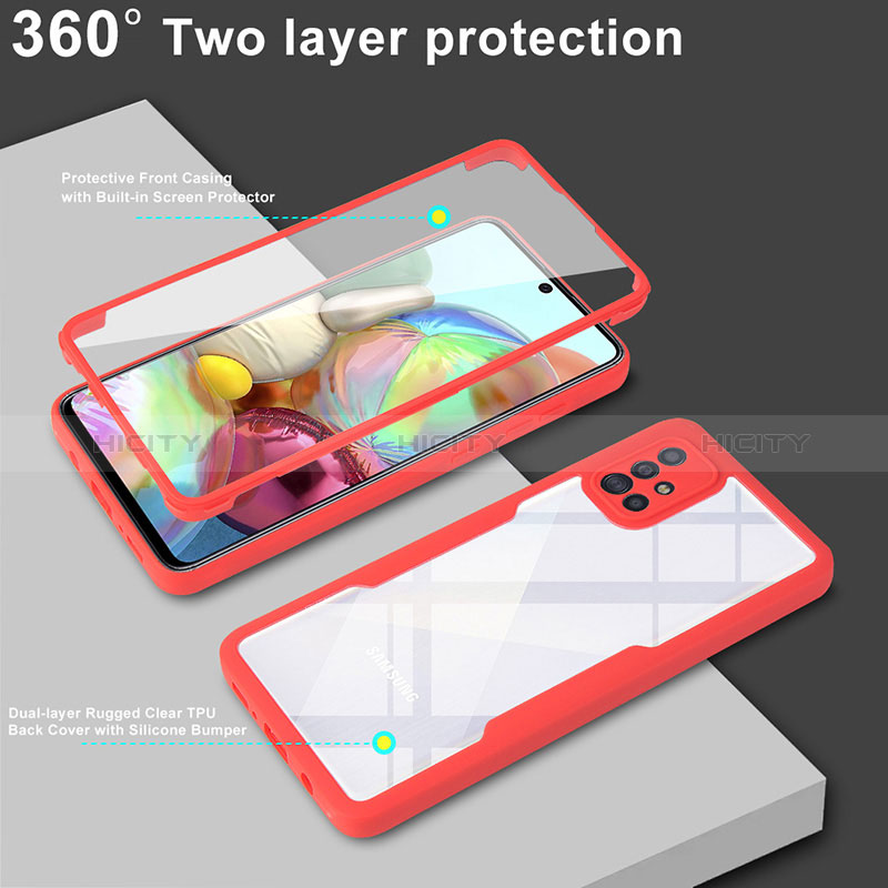 Coque Rebord Contour Silicone et Vitre Transparente Housse Etui 360 Degres MJ1 pour Samsung Galaxy A71 4G A715 Plus