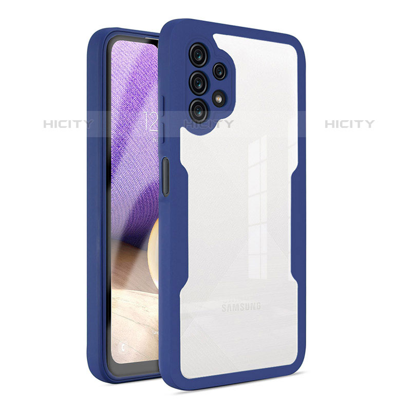 Coque Rebord Contour Silicone et Vitre Transparente Housse Etui 360 Degres MJ1 pour Samsung Galaxy M32 5G Bleu Plus