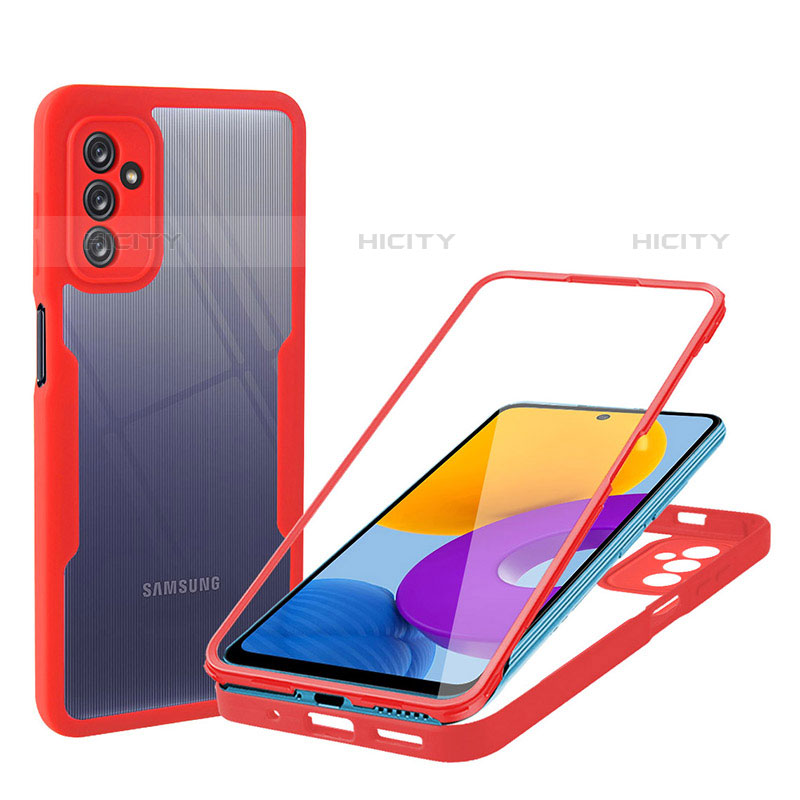 Coque Rebord Contour Silicone et Vitre Transparente Housse Etui 360 Degres MJ1 pour Samsung Galaxy M52 5G Rouge Plus