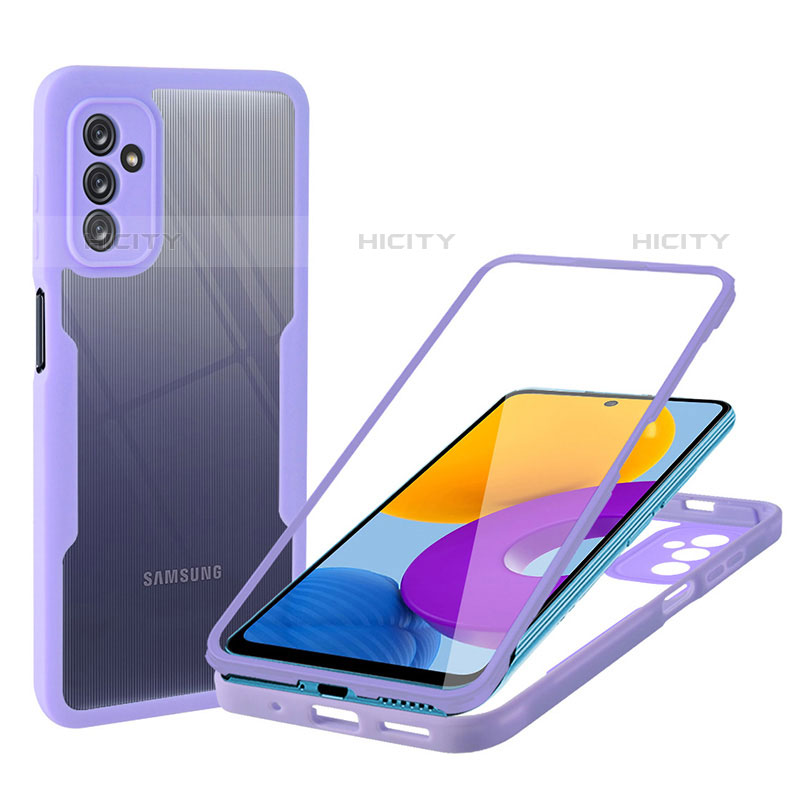 Coque Rebord Contour Silicone et Vitre Transparente Housse Etui 360 Degres MJ1 pour Samsung Galaxy M52 5G Violet Plus