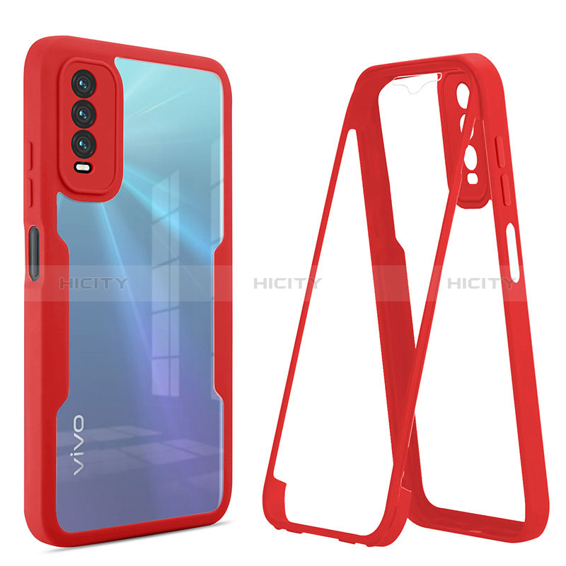 Coque Rebord Contour Silicone et Vitre Transparente Housse Etui 360 Degres MJ1 pour Vivo Y11s Plus