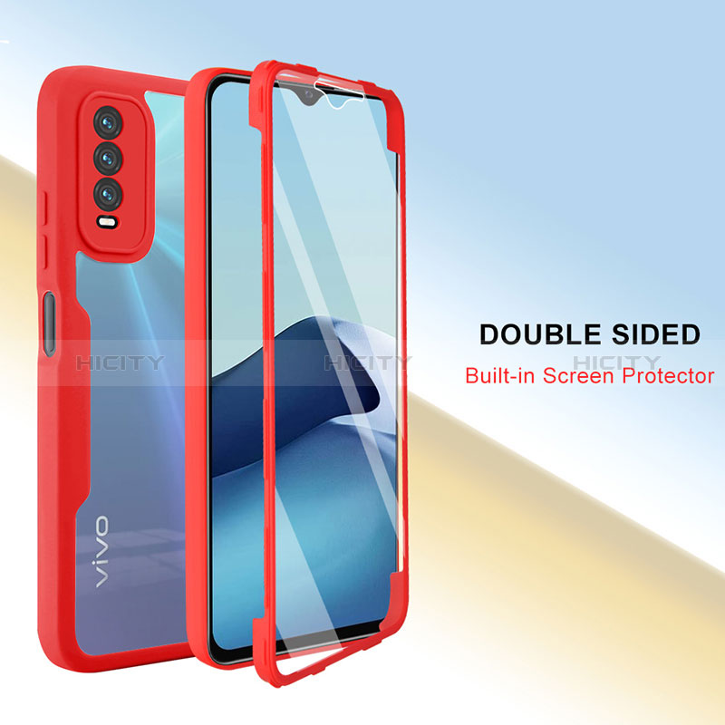 Coque Rebord Contour Silicone et Vitre Transparente Housse Etui 360 Degres MJ1 pour Vivo Y12A Plus