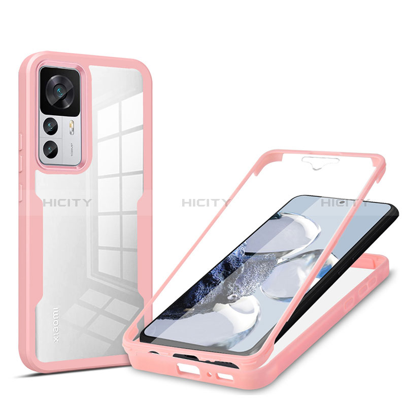 Coque Rebord Contour Silicone et Vitre Transparente Housse Etui 360 Degres MJ1 pour Xiaomi Mi 12T 5G Or Rose Plus