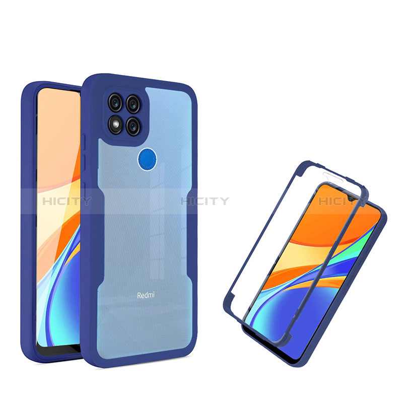 Coque Rebord Contour Silicone et Vitre Transparente Housse Etui 360 Degres MJ1 pour Xiaomi POCO C3 Bleu Plus