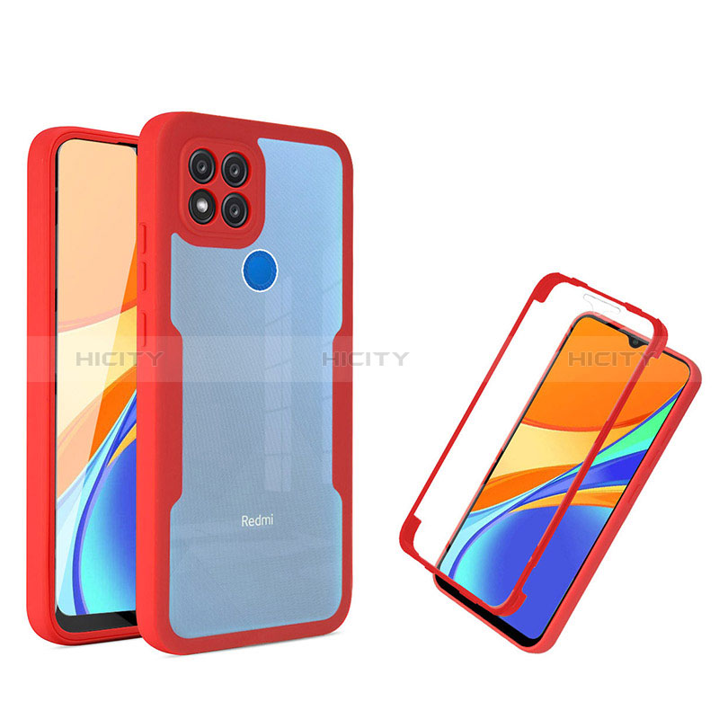 Coque Rebord Contour Silicone et Vitre Transparente Housse Etui 360 Degres MJ1 pour Xiaomi POCO C3 Rouge Plus