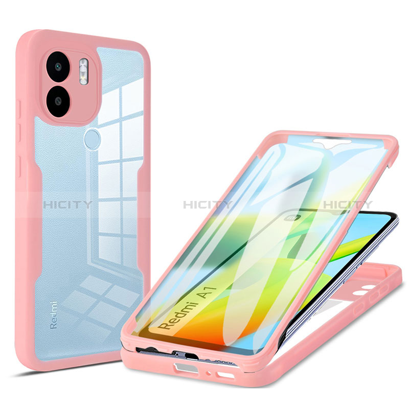 Coque Rebord Contour Silicone et Vitre Transparente Housse Etui 360 Degres MJ1 pour Xiaomi Poco C50 Or Rose Plus