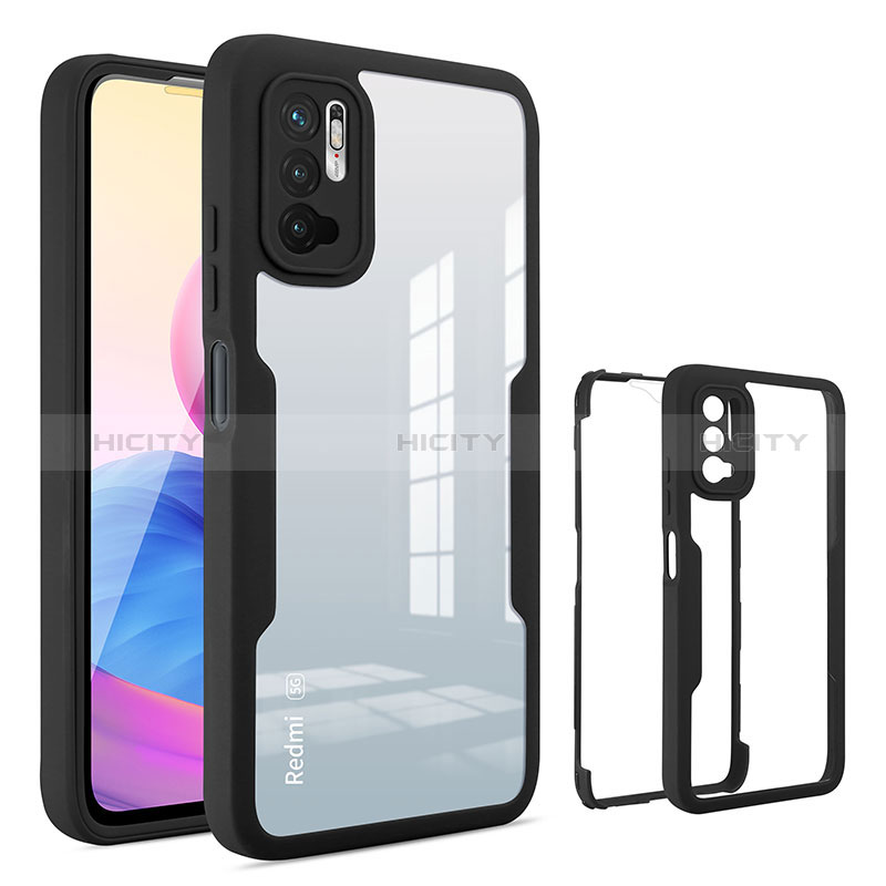 Coque Rebord Contour Silicone et Vitre Transparente Housse Etui 360 Degres MJ1 pour Xiaomi POCO M3 Pro 5G Noir Plus