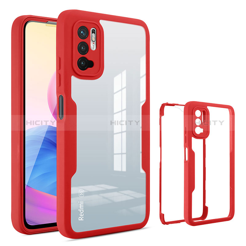 Coque Rebord Contour Silicone et Vitre Transparente Housse Etui 360 Degres MJ1 pour Xiaomi POCO M3 Pro 5G Rouge Plus