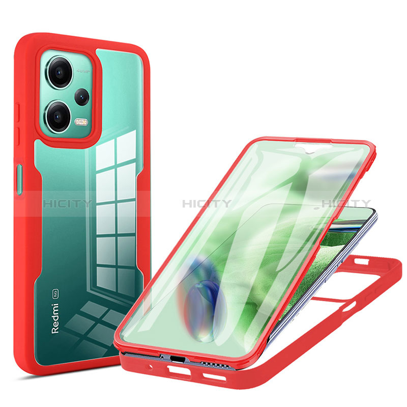 Coque Rebord Contour Silicone et Vitre Transparente Housse Etui 360 Degres MJ1 pour Xiaomi Poco X5 5G Rouge Plus