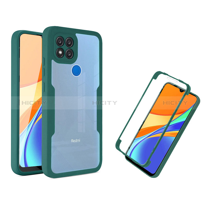 Coque Rebord Contour Silicone et Vitre Transparente Housse Etui 360 Degres MJ1 pour Xiaomi Redmi 9C Vert Plus