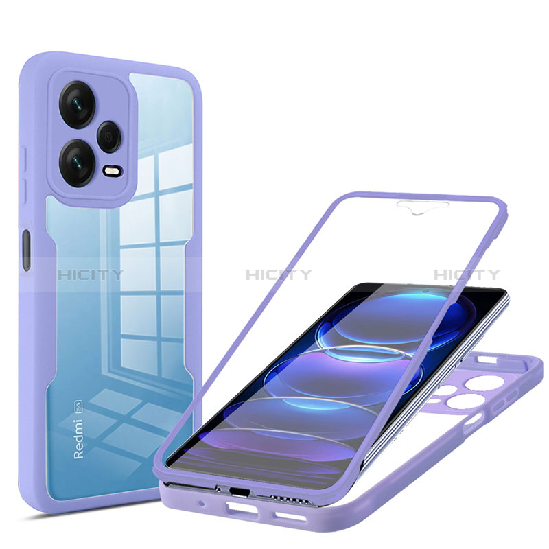 Coque Rebord Contour Silicone et Vitre Transparente Housse Etui 360 Degres MJ1 pour Xiaomi Redmi Note 12 Explorer Violet Plus