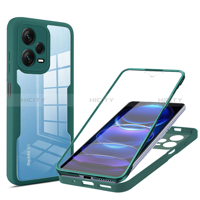 Coque Rebord Contour Silicone et Vitre Transparente Housse Etui 360 Degres MJ1 pour Xiaomi Redmi Note 12 Pro+ Plus 5G Vert Plus