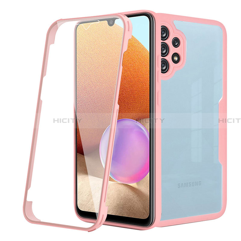 Coque Rebord Contour Silicone et Vitre Transparente Housse Etui 360 Degres MJ2 pour Samsung Galaxy A32 5G Or Rose Plus