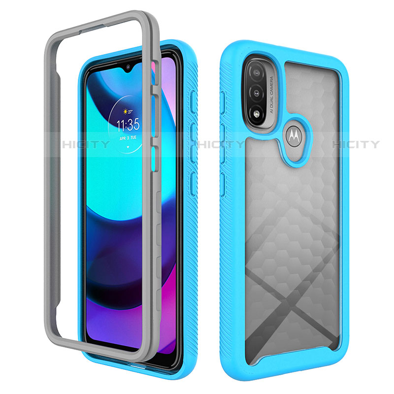 Coque Rebord Contour Silicone et Vitre Transparente Housse Etui 360 Degres pour Motorola Moto E30 Plus