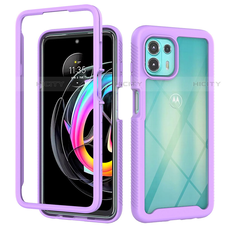 Coque Rebord Contour Silicone et Vitre Transparente Housse Etui 360 Degres pour Motorola Moto Edge 20 Lite 5G Plus