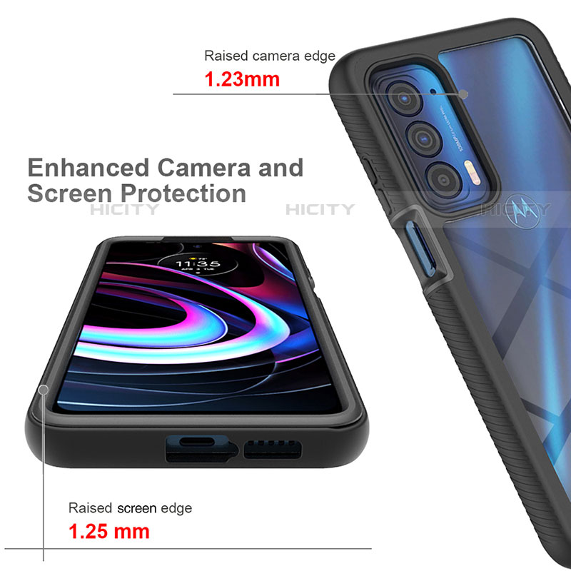 Coque Rebord Contour Silicone et Vitre Transparente Housse Etui 360 Degres pour Motorola Moto Edge (2021) 5G Plus