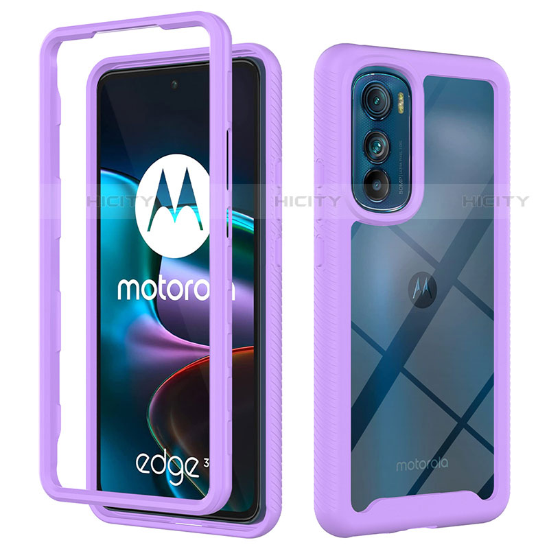 Coque Rebord Contour Silicone et Vitre Transparente Housse Etui 360 Degres pour Motorola Moto Edge 30 5G Plus