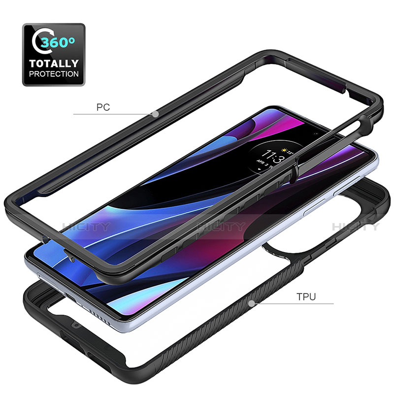 Coque Rebord Contour Silicone et Vitre Transparente Housse Etui 360 Degres pour Motorola Moto Edge 30 Pro 5G Plus