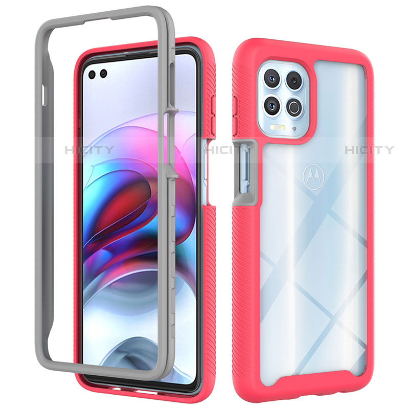 Coque Rebord Contour Silicone et Vitre Transparente Housse Etui 360 Degres pour Motorola Moto Edge S 5G Plus