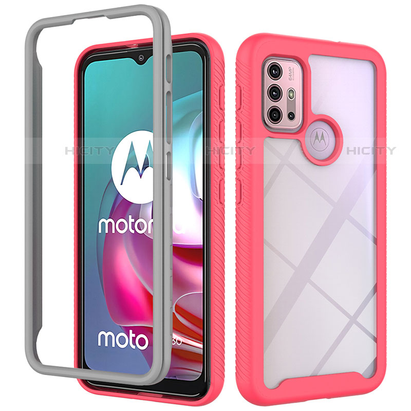 Coque Rebord Contour Silicone et Vitre Transparente Housse Etui 360 Degres pour Motorola Moto G10 Plus