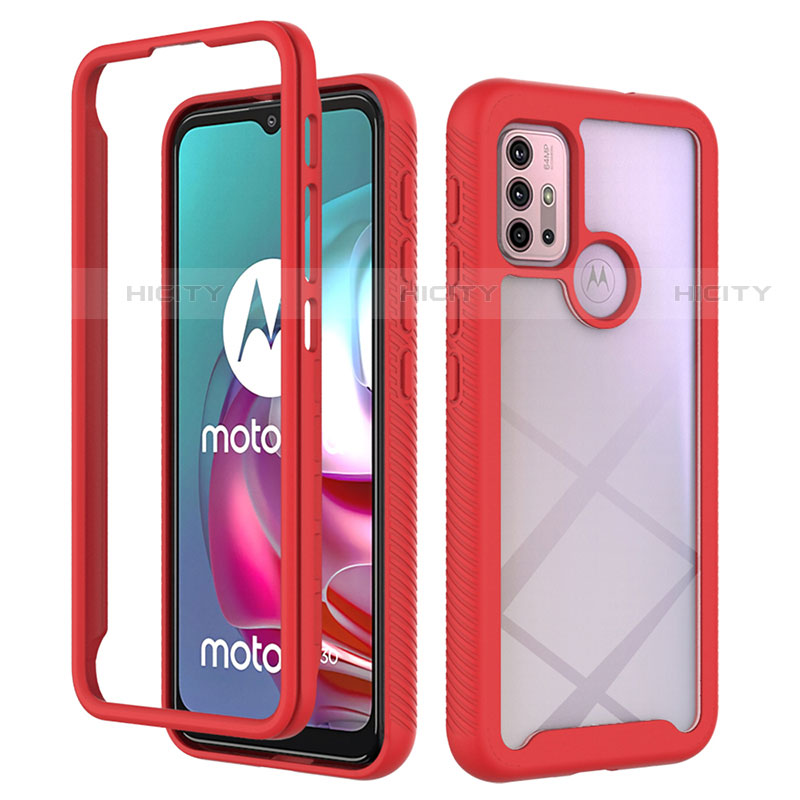 Coque Rebord Contour Silicone et Vitre Transparente Housse Etui 360 Degres pour Motorola Moto G10 Plus