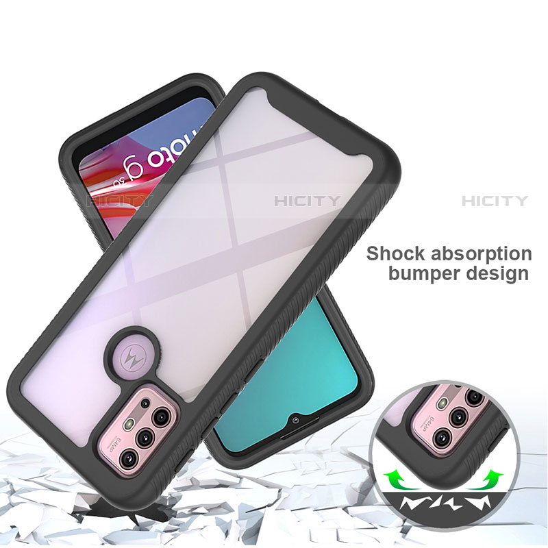 Coque Rebord Contour Silicone et Vitre Transparente Housse Etui 360 Degres pour Motorola Moto G10 Power Plus