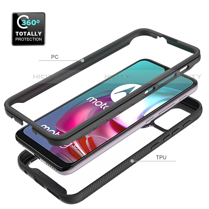 Coque Rebord Contour Silicone et Vitre Transparente Housse Etui 360 Degres pour Motorola Moto G20 Plus