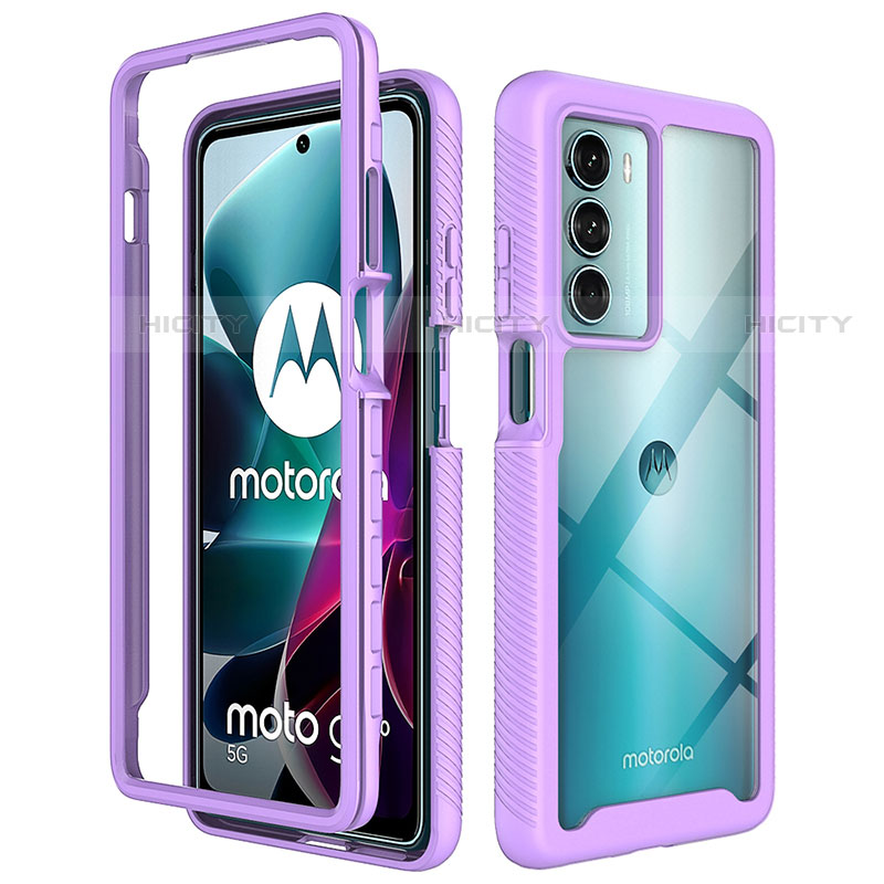 Coque Rebord Contour Silicone et Vitre Transparente Housse Etui 360 Degres pour Motorola Moto G200 5G Plus