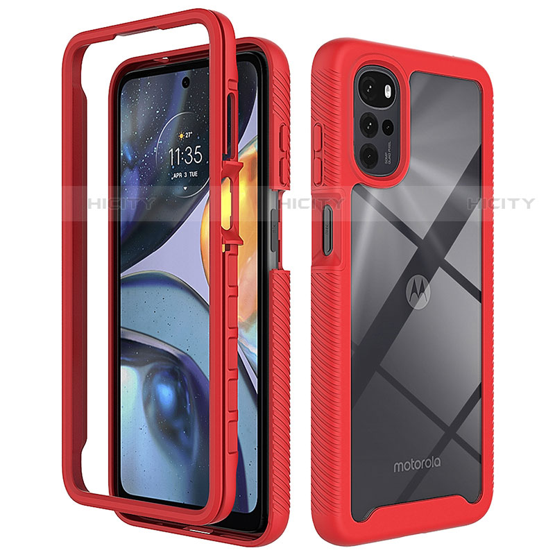 Coque Rebord Contour Silicone et Vitre Transparente Housse Etui 360 Degres pour Motorola Moto G22 Plus