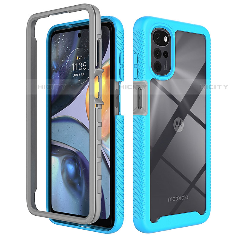 Coque Rebord Contour Silicone et Vitre Transparente Housse Etui 360 Degres pour Motorola Moto G22 Plus