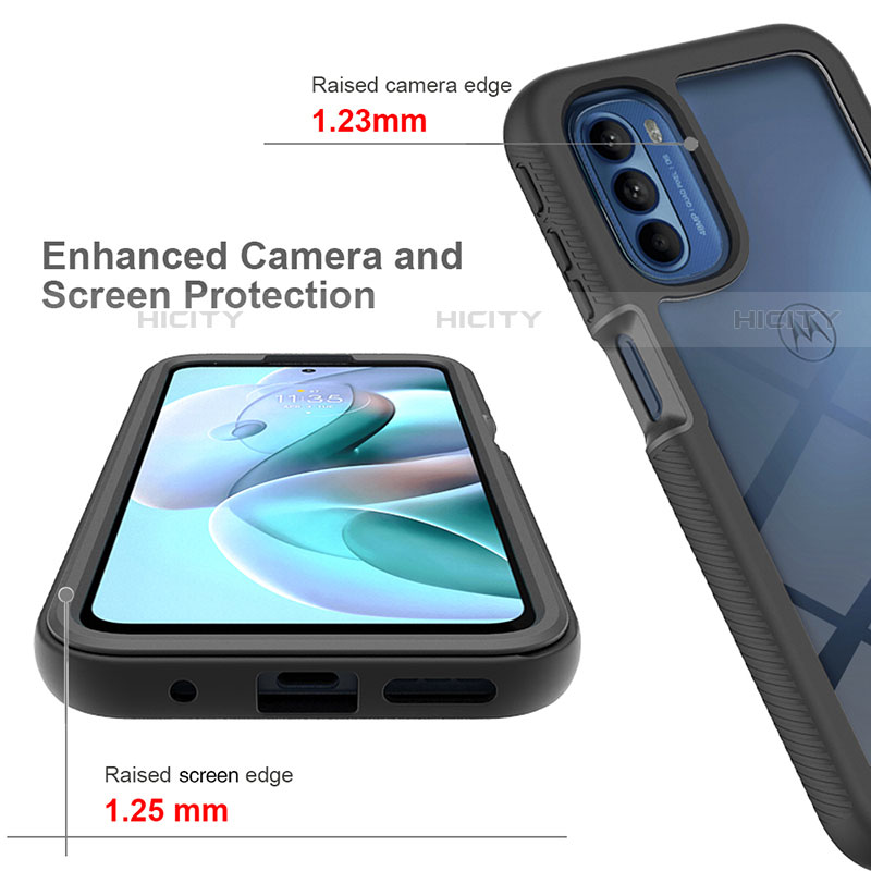 Coque Rebord Contour Silicone et Vitre Transparente Housse Etui 360 Degres pour Motorola Moto G31 Plus