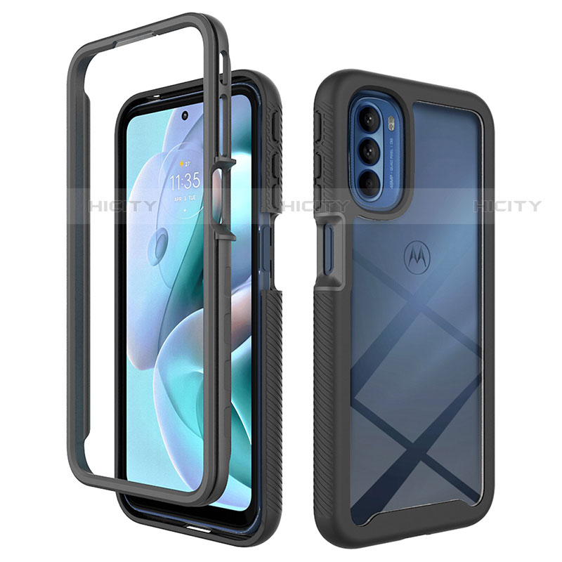 Coque Rebord Contour Silicone et Vitre Transparente Housse Etui 360 Degres pour Motorola Moto G31 Plus