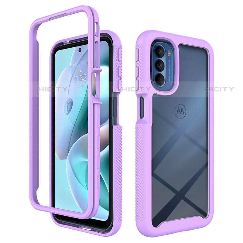 Coque Rebord Contour Silicone et Vitre Transparente Housse Etui 360 Degres pour Motorola Moto G31 Plus