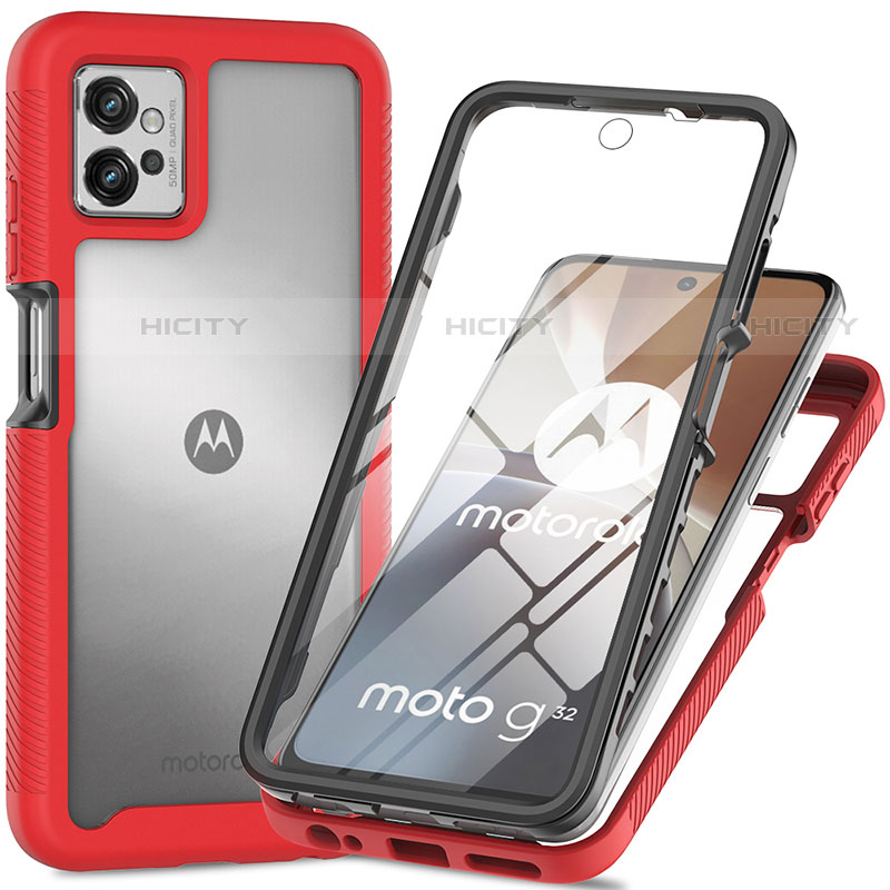 Coque Rebord Contour Silicone et Vitre Transparente Housse Etui 360 Degres pour Motorola Moto G32 Plus